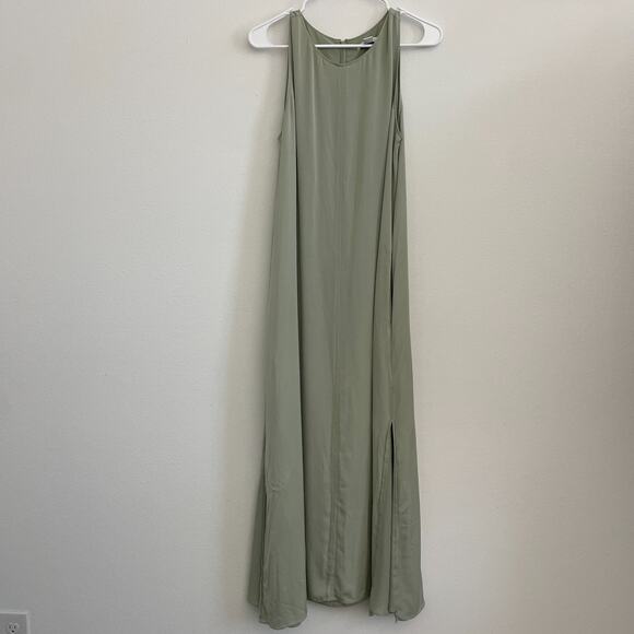 Nordstrom Signature Silk Dress Women 8 Mint Green Silk Maxi Slip Side Slit - Picture 1 of 9